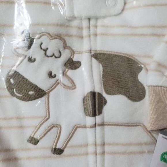 Carters Sleep Bag Unisex 0-3 Months Ivory Cow Baby Infant Fleece Snuggie - Picture 2 of 7
